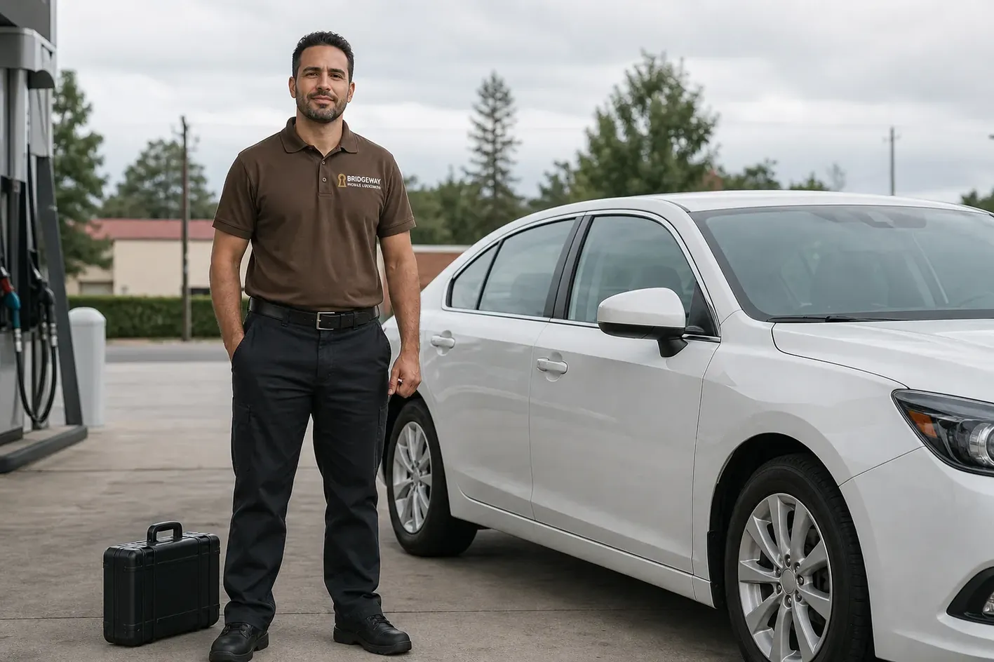 Locksmith opening a locked car door in West Palm Beach, FL