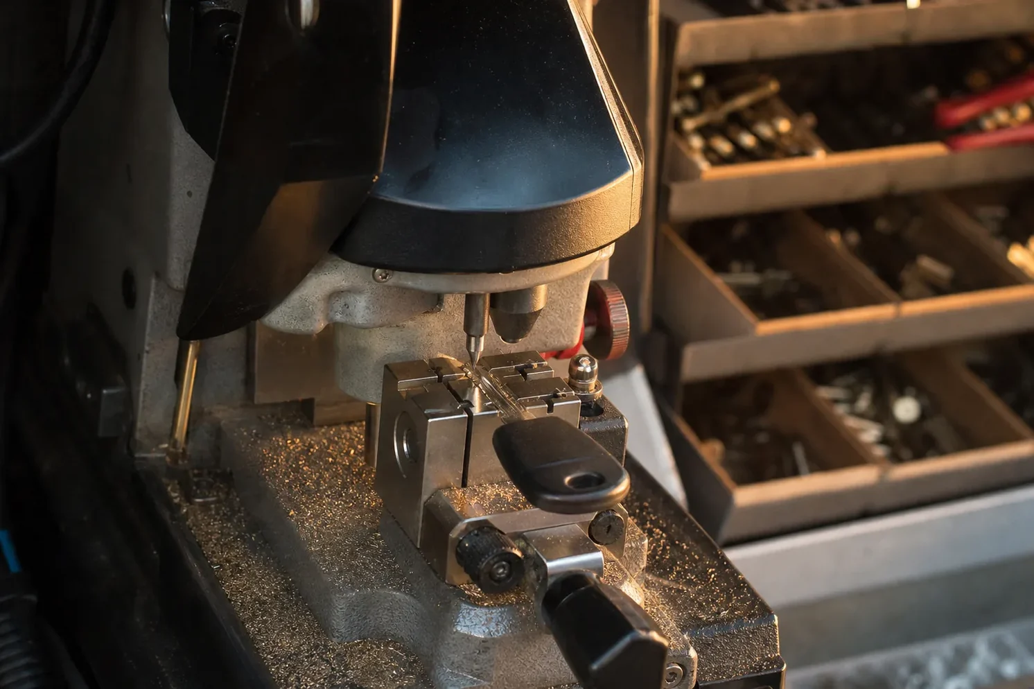 Key cutting machine in the service van, West Palm Beach, FL
